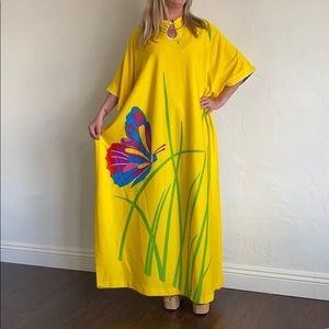 Vintage bright yellow David Brown caftan